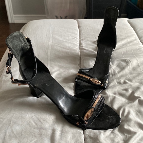 Balenciaga black leather rose gold heels - Picture 1 of 5
